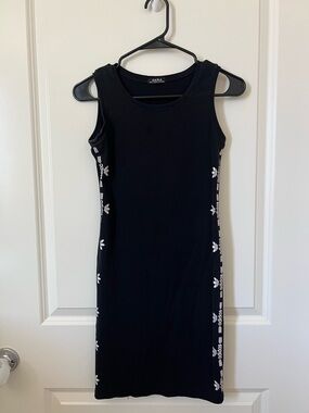 Zara Black Sleeveless Midi Dress with Side Logo Trim
